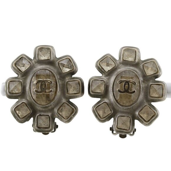 CHANEL COCO Mark Earring Silver metallic 20.3g Women - Picture 1 of 5